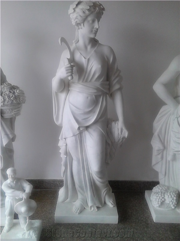 European Woman Sculpture,Outdoor White Marble Figure Stature