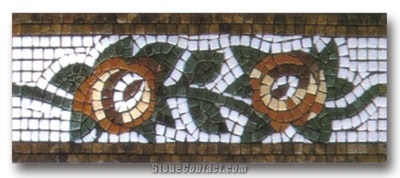 multicolor marble Flower Mosaic Line, Chipped Mosaic border line