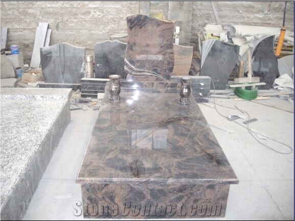 French Style Aurora Granite Tombstone,Polished and Carving Monument
