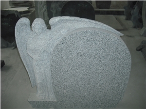 G603 Angel Granite Headstone, Grey Tombstone and Monument