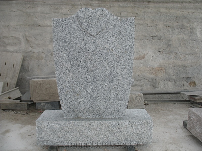 G603 Chinese granite tombstone, carving heart headstone,uprighe monument,