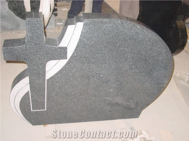 G654 grey granite cross tombstone,headstone engraving