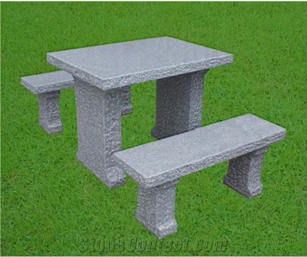 G654 Pineapple Finished Table and Bench, G654 Dark Grey Black Granite Tables