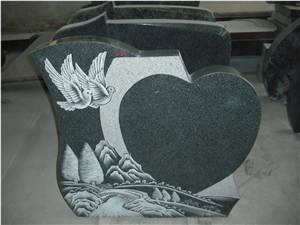 G654 Single Heart Shape Headstone, Granite Tombstone and Monument