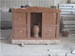 G664 Red Granite Tombstone, Temlpe Style Tombstone