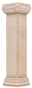 G682 Light Granite Column&Pillars,Hand-Carved Square Stone Column, G682 Light Yellow Granite Columns