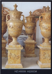 Garden Flowerpot / Natural Stone Flowerpot for Sale, Yellow Granite Pots