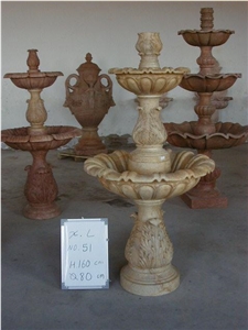 Garden Fountains,Beige Marble Fountains,Hand-Craved Fountains