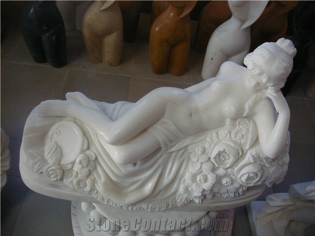 garden sculpture,western woman sculpture,white marble sculpture