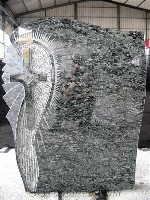 green granite tombstone,upright cross monument,headstone engraving