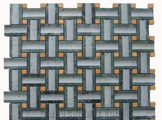 Green Marble Groove Brick Mosaic