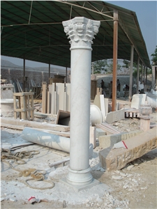 Guangxi White Marble Column,Hand-Carved Round Column