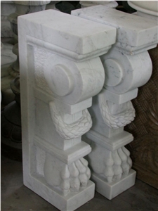 Guangxi White Marble Column,Hand-Craved Column Base