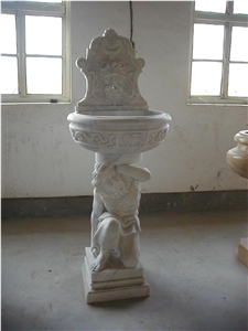 Guangxi White Marble Wall Mounter Fountains,White Marble Hand-Craved Fountain