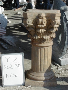 Hand-Carved Column, Column Grey Marble Columns