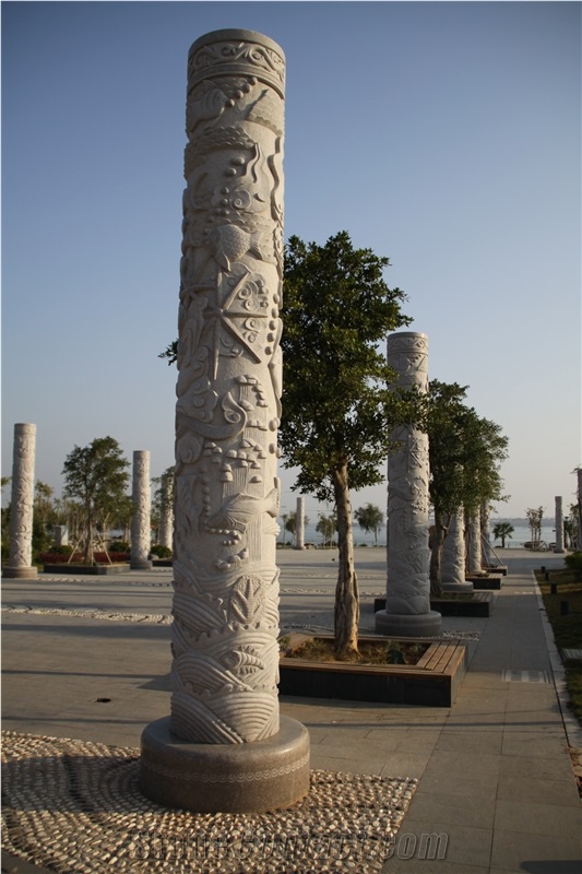 Hand-Carved Column,Outdoor Granite Column