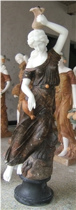 handcarved garden sculpture,western figure statues,brown marble woman sculpture
