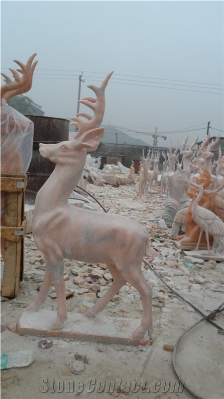 Handcarved Sculpture,Natural Stone Carving,Deer Sculpture & Statue