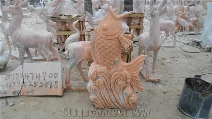 Handcarved Sculpture,Natural Stone Carving,Fish Sculpture & Statue