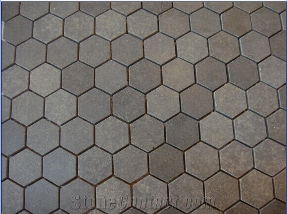 Hexagonal Grey Mosaic, Grey Granite