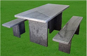 High Polished Dark Grey Granite Landscaping Stone Table / Stone Table