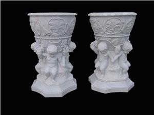 High Standard White Marble Large Stone Garden Pots