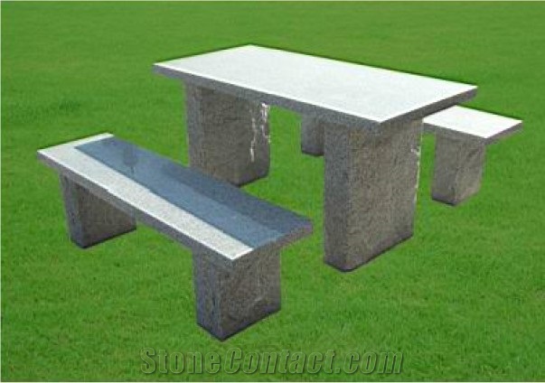 Hot Selling G654 Granite Table and Bench, G654 Dark Grey Granite Tables