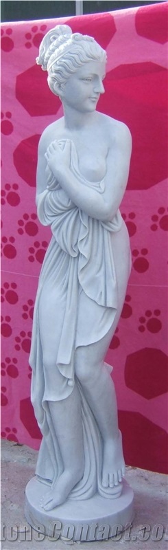 human stone carving,woman sculpture,western figure statue,white marble garden sculptrue
