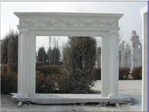 Indoor White Marble Fireplace Mantel