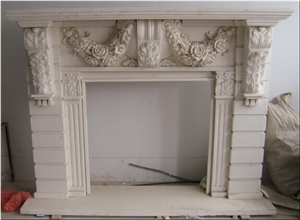 Indoor White Marble Fireplace Mantel