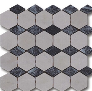 Mosaic Grey hexagon and diamond Marble, wall mosaic, polished mosaic