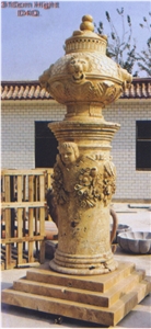 Natural Garden Stone Flowerpot for Decoration, Yellow Marble Pots