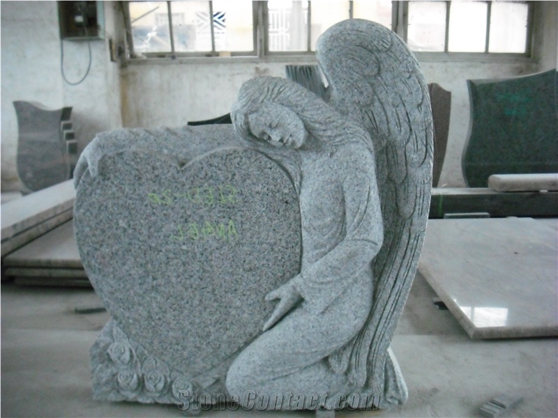 Natural Grey Granite G603 Angel Headstone, Polihsed Tombstone and Monument