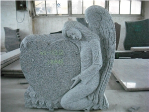 Natural Grey Granite G603 Angel Headstone, Polihsed Tombstone and Monument