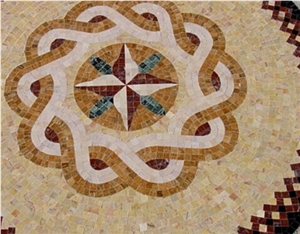 Onyx Mosaic Flower Medallion,Round Floor Medallion,Mosaic Pattern,Chipped Mosaic