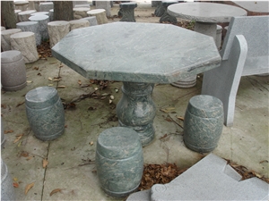 Outdoor Green Stone Tables and Benches for Garden Landscaping, Green Stone Granite Benches