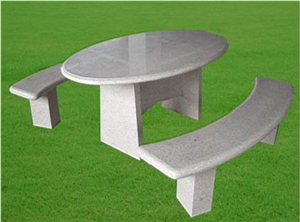 Outdoor Grey Landscaping Stone Table and Chairs, Grey Granite Tables