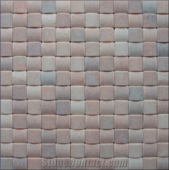 Pink Marble Brick Basketweave Mosaic
