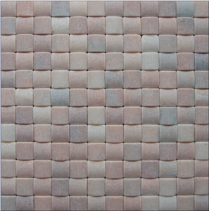 Pink Marble Brick Basketweave Mosaic