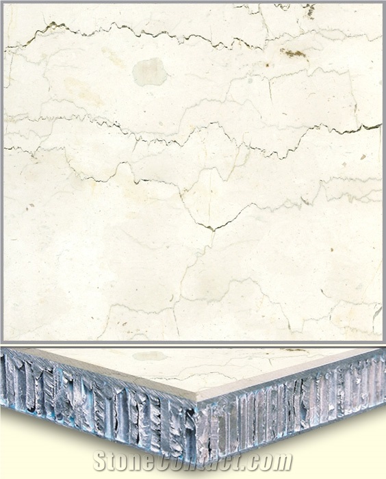 Polished Surface Bianco Perlino Marble Laminate Honeycomb