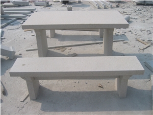 Rectangle Shaoe Granite Table with Chairs, Grey Granite Tables