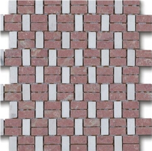 red and White square Mosaic,wall mosaic,brick polished mosaic, mosaic pattern