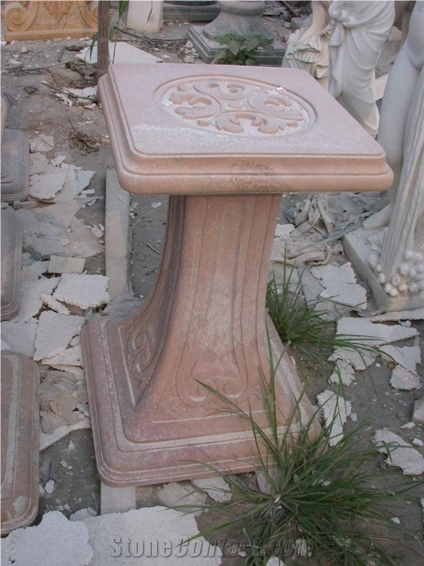 Red Marble Column Base