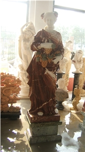 Red Marble Sculpture,Woman Stone Carving,Western Figure Statues