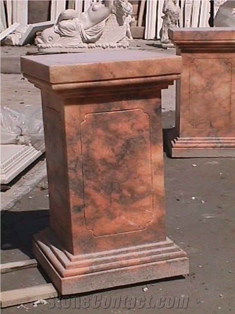 Red Marble Square Column,Solid Stone Column & Pillar