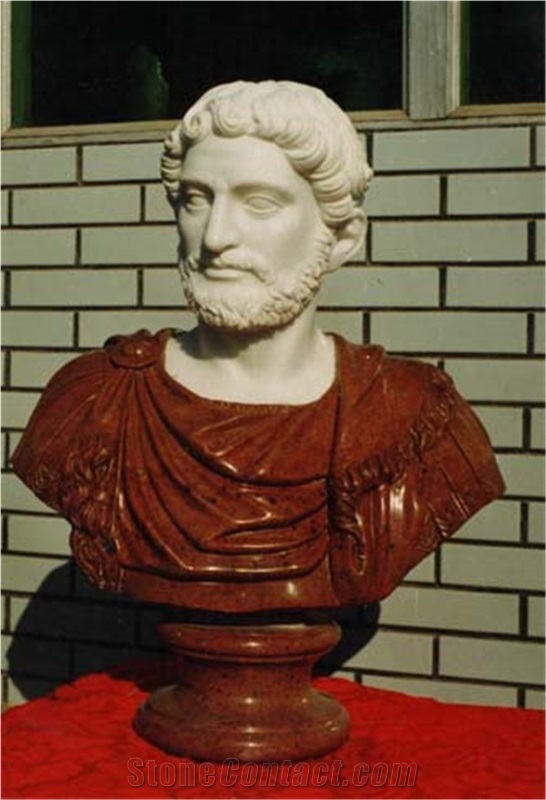 red marble statue,male head statue