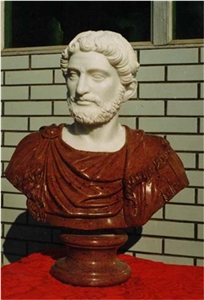 red marble statue,male head statue
