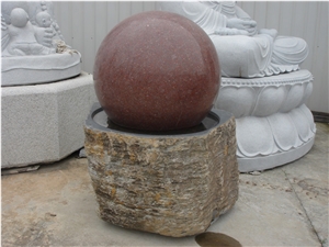 Rolling Sphere Fountains,ball fountain,Stone Rolling Sphere Water Marble Fountain, red Marble Fountain