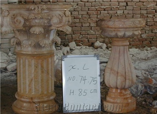 Roman Columns & Pillars,Hand-Carved Yellow Marble Column