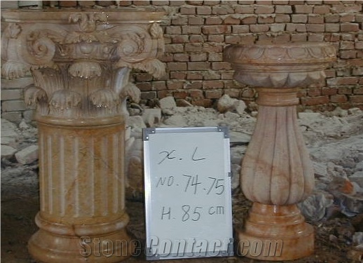 Roman Columns Pillars Hand Carved Yellow Marble Column From China Roman Columns Pillars Hand Carved Yellow Marble Column